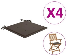 vidaXL Μαξιλάρια Καρέκλας Κήπου 4 τεμ. Taupe 40x40x3 εκ. Υφασμάτινα