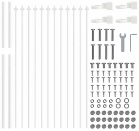 vidaXL Φράκτης Κήπου  Λευκός Με Στεφάνι - 13.6x0.8 μ Χάλυβας