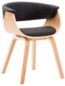 Καρέκλα Τραπεζαρίας Μαύρη από Λυγισμένο Ξύλο / Συνθετικό Δέρμα - Μαύρο