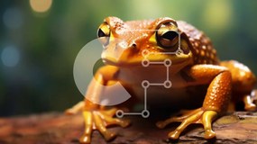 Intra Συλλεκτικό Ξύλινο Παζλ Plywood 4mm - Κοντινή εικόνα του βάτραχου στο δασικό περιβάλλον Σε Ξύλινο Κουτί - Διαστάσεις: 10x10 cm – 25 κομμάτια