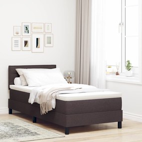 vidaXL Κρεβάτι Βάσης με Στρώμα Σκούρο Καφέ 90x190 cm Ύφασμα