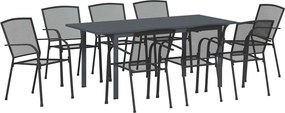 vidaXL Σέτ φαγητού για κήπο 9 pcs Ανθρακί Ατσάλι με Πούδρα