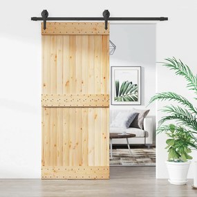 vidaXL Συρόμενη Πόρτα Φυσικό και Μαύρο 90 x 210 cm