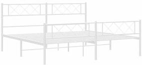 vidaXL Πλαίσιο Κρεβατιού με Κεφαλάρι&amp;Ποδαρικό Λευκό 193x203εκ. Μέταλλο