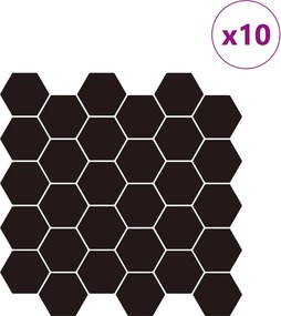 vidaXL Εξάγωνο Πλακάκι 10 τμχ. Μαύρο 30 x 30 cm Πολυουρεθάνη και PET