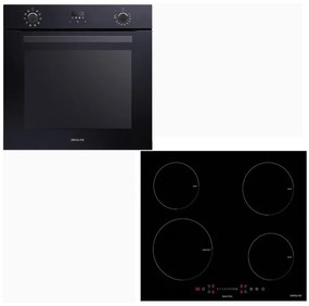 Davoline Σετ BBO 7210 Εντοιχιζόμενος Φούρνος Π59.4εκ 72lt &amp; IND 7204 Επαγωγική Εστία 59x52εκ Μαύρη