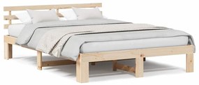 vidaXL Σκελετός Κρεβατιού Καφέ 150 x 200 cm Μασίφ ξύλο πεύκου