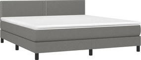 vidaXL Κρεβάτι Boxspring με Στρώμα Σκούρο Γκρι 180x200 εκ Υφασμάτιν