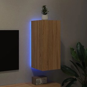 Έπιπλο Τοίχου Τηλεόρασης με LED Sonoma Δρυς 30,5x35x70 εκ. - Καφέ