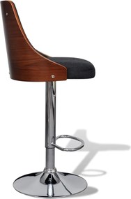 vidaXL Σκαμπό Μπαρ 2 τεμ. από Λυγισμένο Ξύλο και Ύφασμα