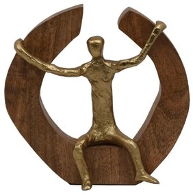 Διακοσμητικό Αντικείμενο Sitting man 937-123-010 18x7x18cm Natural-Gold Metal,Wood