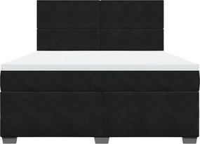 vidaXL Κρεβάτι Boxspring με Στρώμα Μαύρο 180x200 εκ. Βελούδινο