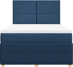 vidaXL Κρεβάτι Boxspring με Στρώμα Μπλε 140x190 εκ. Υφασμάτινο