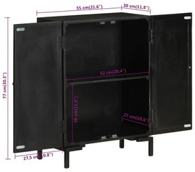 vidaXL Ντουλάπι Μαύρο 55x30x77 εκ. από Μασίφ Ξύλο Μάνγκο και Σίδηρο