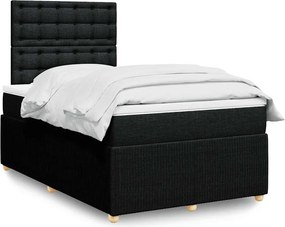 vidaXL Κρεβάτι Boxspring με Στρώμα Μαύρο 120x190 εκ. Υφασμάτινο