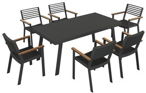 Τραπεζαρία Κήπου York 01-00-2131 (Σετ 7Τμχ) Anthracite Six Seater