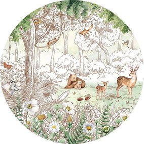 Forest Friends Spring II Ταπετσαρια Τοιχου Πρασινο Στρογγυλη 80cm