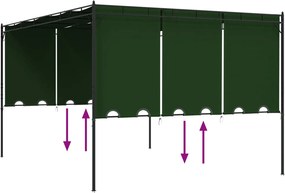 vidaXL Κιόσκι 4 x 3 x 2,3 μ Πράσινο Πολυεστέρας και Χάλυβας