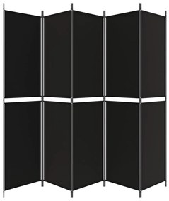 vidaXL Διαχωριστικό Δωματίου με 5 Πάνελ Μαύρο 250x220 εκ. από Ύφασμα