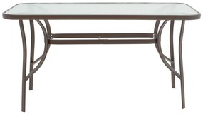 Τραπέζι Valor μέταλλο καφέ-γυαλί 140x80x70εκ 140x80x70 εκ.