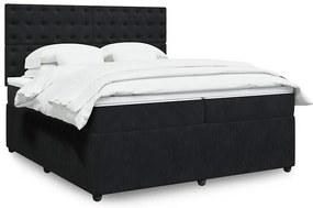 vidaXL Κρεβάτι Boxspring με Στρώμα Μαύρο 200x200 εκ. Βελούδινο