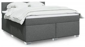 vidaXL Κρεβάτι Boxspring με Στρώμα Σκούρο Γκρι 180x200 εκ Υφασμάτιν
