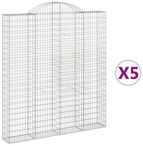 vidaXL Συρματοκιβώτια Τοξωτά 5 τεμ. 200x30x220/240 εκ. Γαλβαν. Ατσάλι