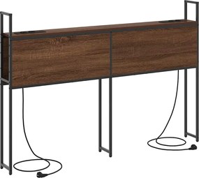 vidaXL Κεφαλάρι Αποθήκης με Σταθμό Φόρτισης με ράφι Καφέ δρυς 98 cm