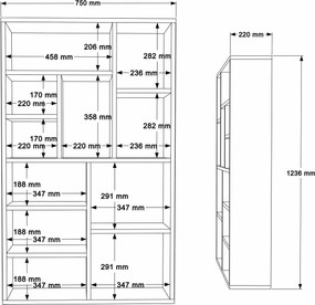 Βιβλιοθήκη Φυσικό / Λευκό FINIL 75x22x123.6