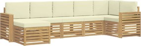 vidaXL Σειρά Καναπέ Εξωτερικού 7 pcs Λευκό και Κρεμ