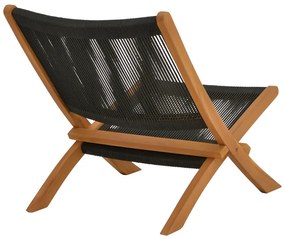 Πολυθρόνα Seeal πτυσσόμενη teak ξύλο και pe σχοινί σε μαύρη απόχρωση 61x76x72εκ