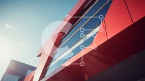 Intra Συλλεκτικό Ξύλινο Παζλ Plywood 4mm - Αστικό κόκκινο κτίριο στο κέντρο της πόλης Σε Ξύλινο Κουτί - Διαστάσεις Puzzle: 10x10 cm – 25 κομμάτια