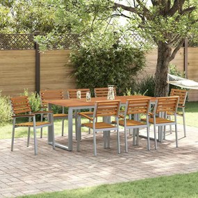 vidaXL Σέτ φαγητού για κήπο 5 pcs Γκρι και καφέ Μασίφ ξύλο ακακίας