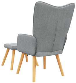 vidaXL Πολυθρόνα Relax Ανοιχτό Γκρι Υφασμάτινη με Σκαμπό