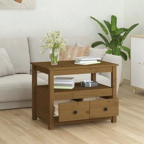 vidaXL Τραπεζάκι Σαλονιού Καφέ Μελί 71 x 49 x 55 εκ. Μασίφ Ξύλο Πεύκου