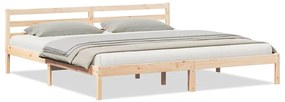 vidaXL Κρεβάτι με κεφαλάρι Καφέ 220 x 180 εκ Μασίφ ξύλο πεύκου