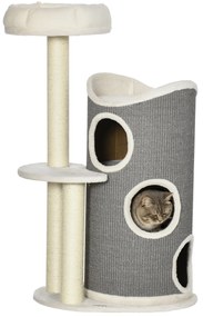 Δέντρο για γάτες PawHut με κρεβάτι για γάτες και τόνο ξυσίματος για γάτες, 60 x 44,5 x 109 cm, Γκρι + Φυσικό + Λευκό