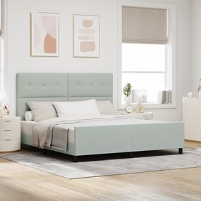 vidaXL Κρεβάτι Γκρι Ανοιχτό 180x200 cm Βελούδο