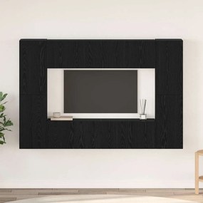 vidaXL Σετ επίπλου τηλεόρασης 8 pcs Μαύρη Οξυά Επεξεργασμένο ξύλο