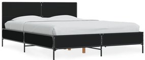 vidaXL Πλαίσιο Κρεβατιού Μαύρο 135x190 εκ. Επεξ. Ξύλο &amp; Μέταλλο
