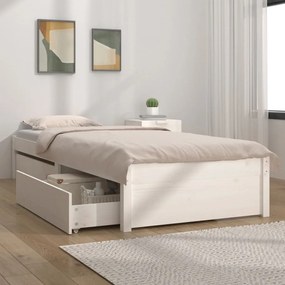Πλαίσιο Κρεβατιού με Συρτάρια Λευκό 90 x 190 εκ Single