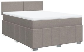 Κρεβάτι Boxspring με Στρώμα Taupe 140x200 εκ. Υφασμάτινο - Μπεζ-Γκρι