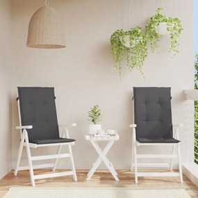 Μαξιλάρια Καρέκλας Κήπου με Πλάτη 2 τεμ. Ανθρακί 120x50x3 εκ. - Ανθρακί