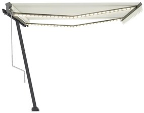 vidaXL Τέντα Αυτόματη με LED &amp; Αισθητήρα Ανέμου Κρεμ 400 x 300 εκ.