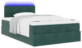 Οθωμανικό κρεβάτι με στρώμα &amp; LEDs Dark Green 120x200cm Velvet 3312617