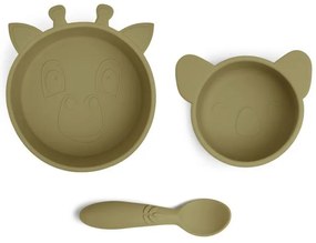 Nuuroo Eddy Σετ φαγητού σιλικόνης 3τμχ Olive Green
