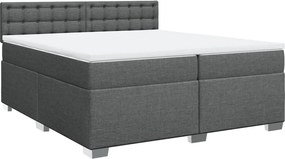 vidaXL Κρεβάτι Boxspring με Στρώμα Σκούρο Γκρι 200x200 εκ. Υφασμάτινο