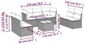 vidaXL Σαλόνι Κήπου Σετ 8 Τεμαχίων Καφέ Συνθετικό Ρατάν με Μαξιλάρια