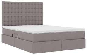 vidaXL Κρεβάτι με αποθηκευτικό χώρο και LED Taupe 140 x 200 cm