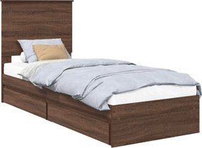 vidaXL Κρεβάτι Αποθήκης Καφέ δρυς 75 x 190 cm Επεξεργασμένο ξύλο